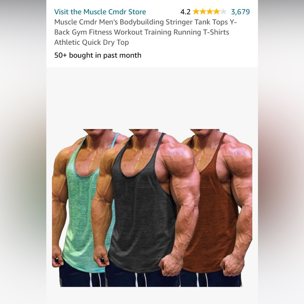 Mens 3 Pack Muscle Cmdr Tanks - Picture 2 of 7